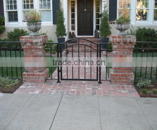 China Wholesale Wrought Iron Walk Gate, Forged Double Arched Iron Driveway Gate photo-4