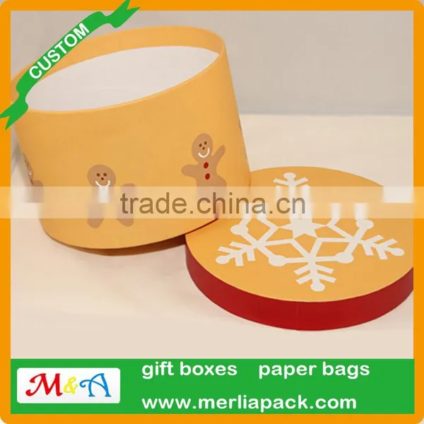 Chic Round Christmas Dolls Gift Box Craft Kids Cake Hat Paper Snowflake Boxes photo-2