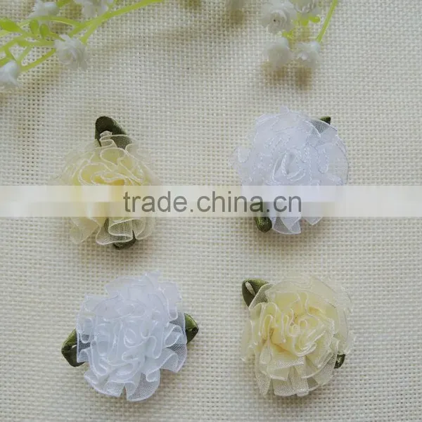 Wholesale Sheer Ribbon Carnation With Green Leaf for Craft Decoration
