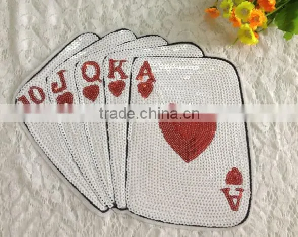 Custom Sequin Playing Card Applique Patches
