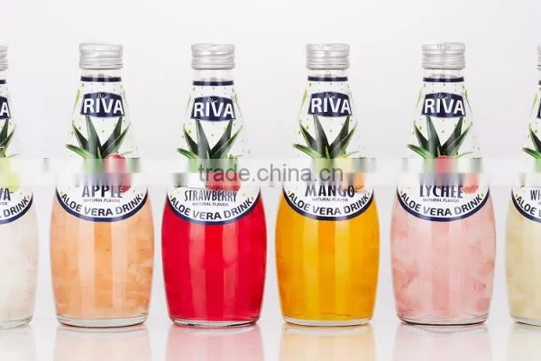 ALOE VERA DRINK WITH ALOE VERA PULPS STRAWBERRY FLAVOR IN GLASS BOTTLE photo-2