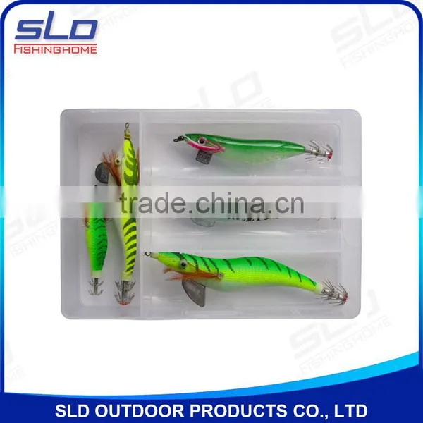 5pcs Fishing Squid Jig Assortment in Plastic Box