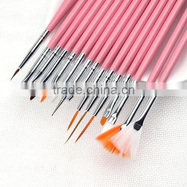 Wholesale 15pcs per Set Wood Handle Nail Round Oil Artist Paint Brush Pen Set for Art Painting photo-5