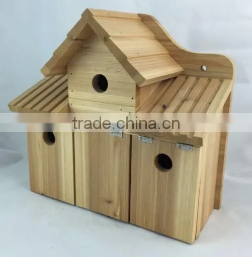 Unfinished Natural Wood Bird House With a Link Chain for Hanging photo-2