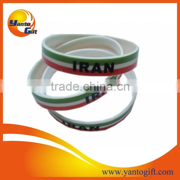 Custom Silicone Wristband With Flag Printing