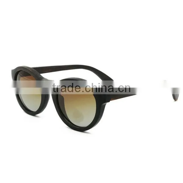 Unisex Multi Color Mirror Lenses Black Walnut Wood Sunglasses photo-2