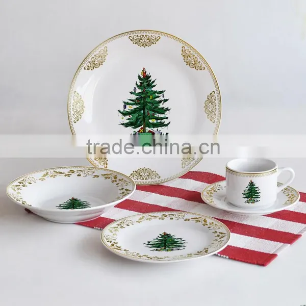20pcs Porcelain Dinnerware Set With Gold Decal Designs,set of 20pcs Porcelain Dinner Set With Gold Printing photo-3