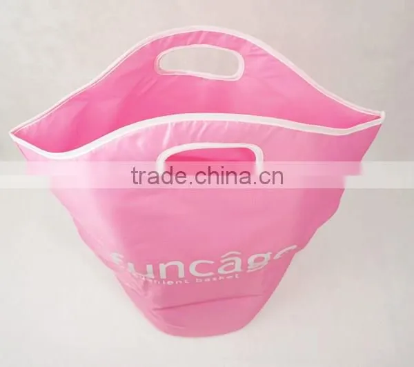 Cylinder Vertical Pearl Cotton Laundry Basket, Laundry Bucket photo-4