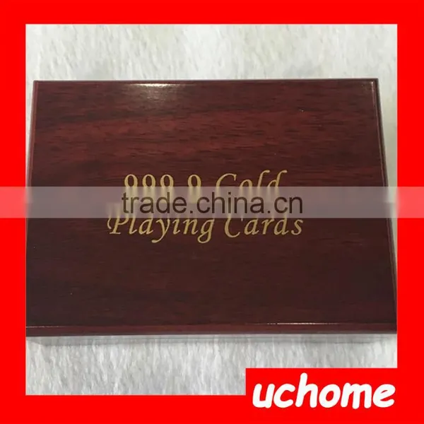 UCHOME Practical Artistic Gold Foil Plated Poker Playing Card Wooden Box Case For Present Gift photo-4