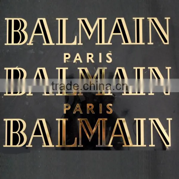 Logo Gold Color Letter Laser Cut Motif for Garment