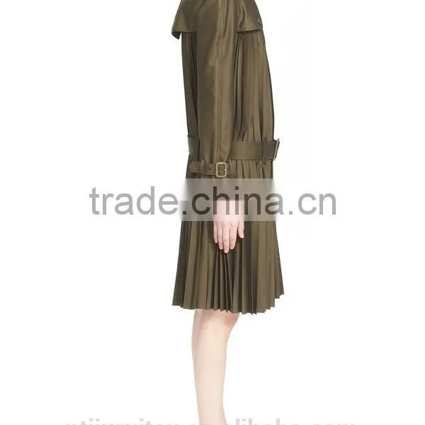 Women Pleated Overcoat/overwear,women Slim Skirted Dress, photo-4