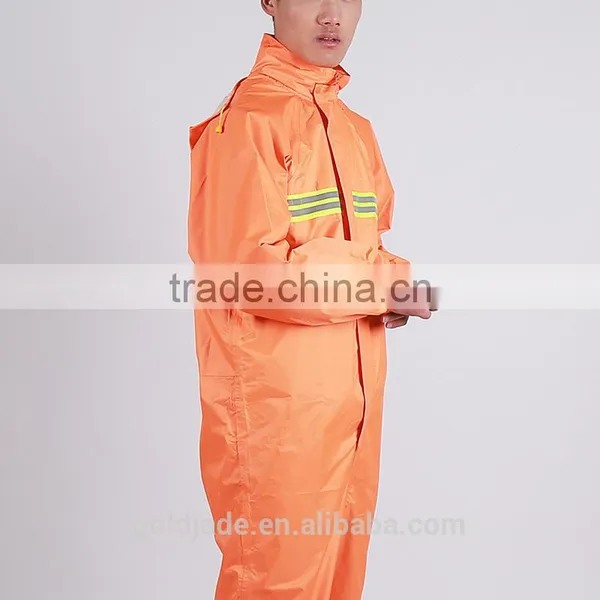 High Visibility Safety Orange Rain Gear Wear Rain Suit Polyester /pvc Nylon/Rubber Rain Coat Waterproof photo-3