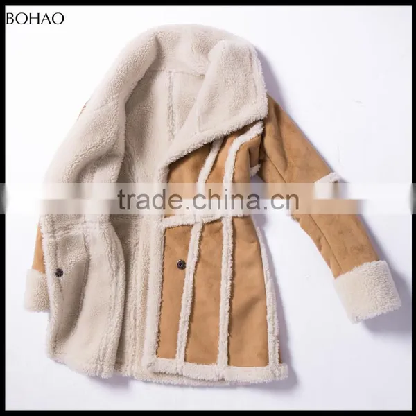 2017 New Fashion Thick Loose Yellow Imitation Fur Coat Women photo-3