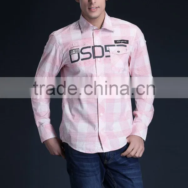 Fashion Long Sleeve Casual Design High Quality 100%Cotton Check Men Shirt photo-3
