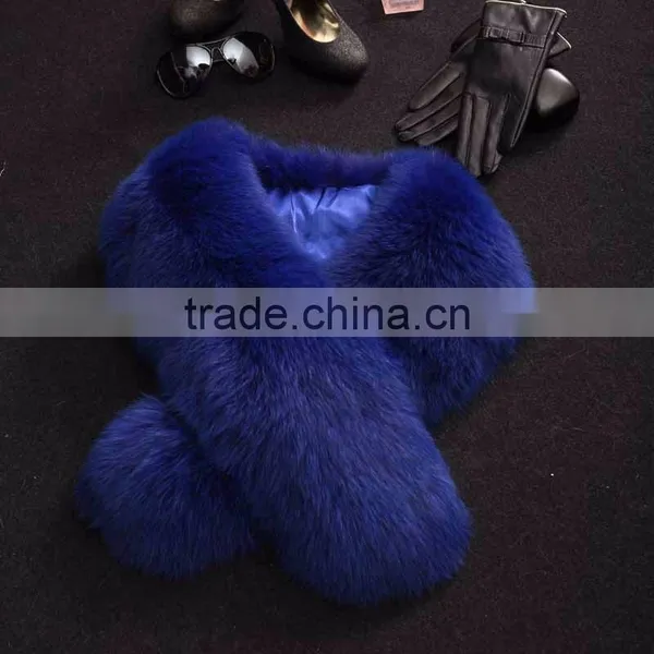 Myfur White Color Genuine Blue Fox Body Fur for Neck Wear Short Collar photo-4