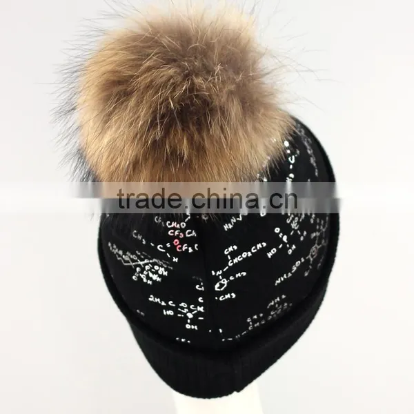 Myfur New Fashion Printing Beanie Winter Hat Type and Knitted Pompom Beanies photo-4