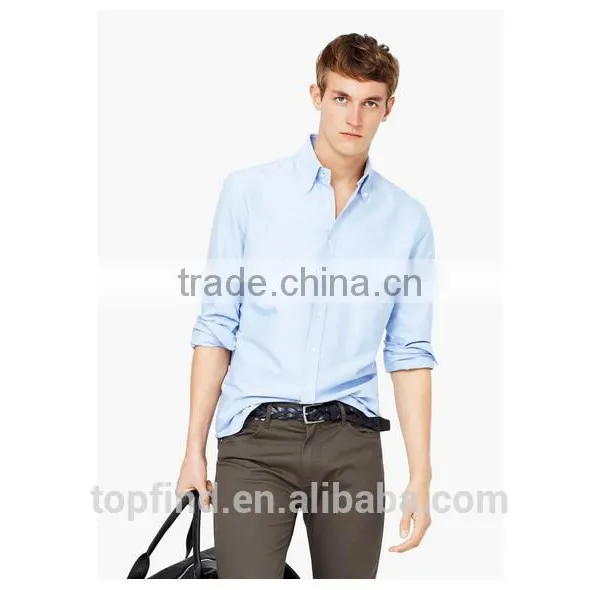 Light Blue Slim Fit Button Down Collar Cotton Oxford Shirt From the Casual Collection