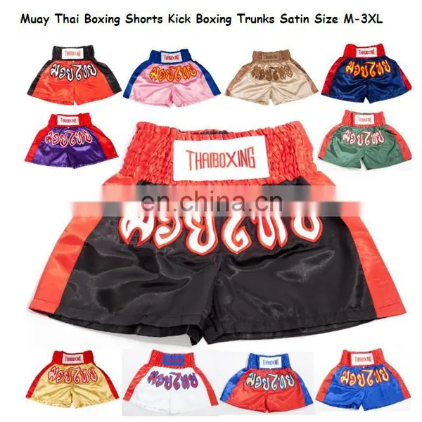 Muay Thai Boxing Shorts Kick Boxing Trunks Satin Size M-3XL