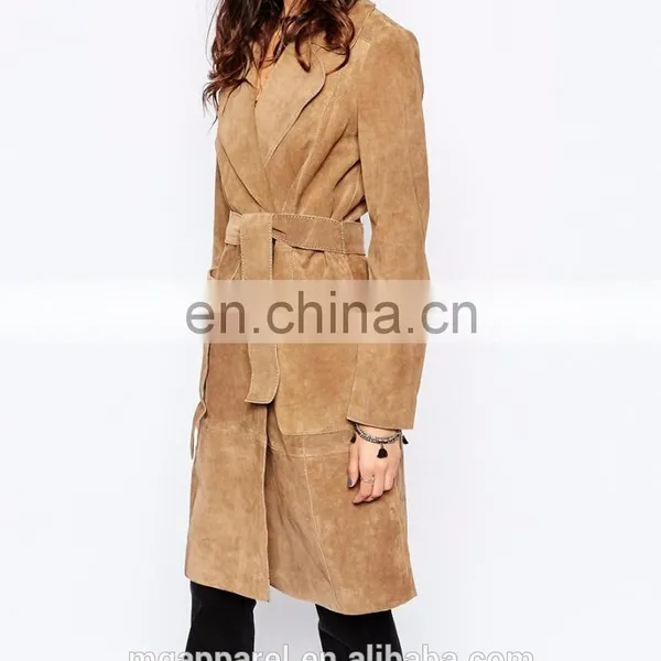New Arrival Winter Suede Coat 100% Leather Suede Fabric Ladies Long Winter Coats for Women photo-4