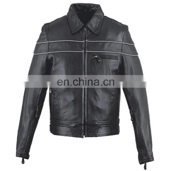 HMB-0407A LEATHER JACKETS MOTORCYCLE BIKER COAT BLACK photo-2