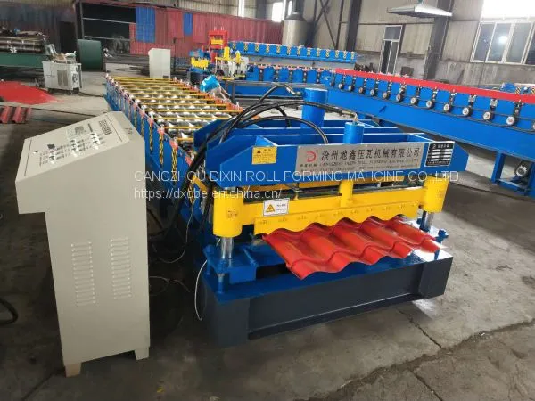 DIXIN Automatic High Speed Guide Post Cutting Glazed Tile Roof Sheet Tile Making Roll Forming Machine Price photo-2
