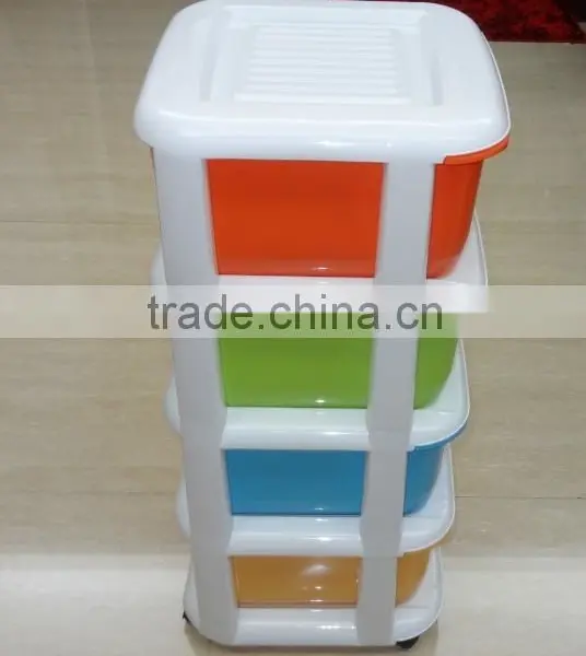 5 Tier Removable Plastic Storage Drawer or Cabinet With Wheels photo-3