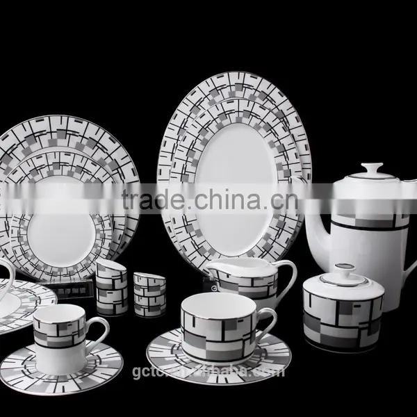 Bone China 15pcs Tea Set With Geometric Figure