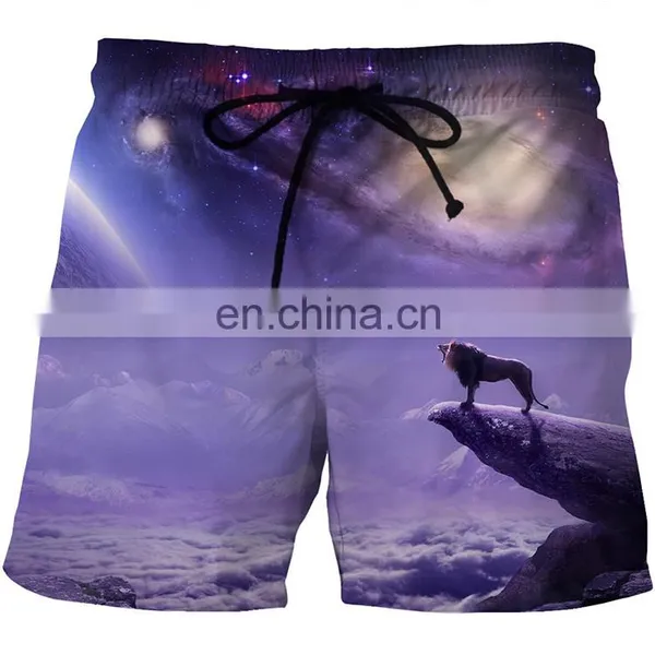 Hot Sales Men Custom Purple Digital Clearly Printed Men Summer Beach Swim Shorts