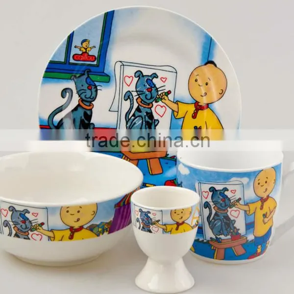 Set of 5 Porcelain Kids Dinner Set for Breakfastporcelain Children Dinner Set photo-3