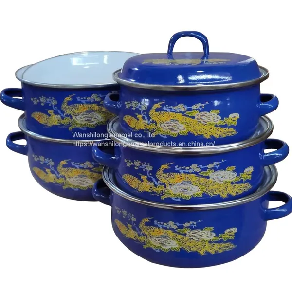 5pcs Vitreous Enamel Pot Enamel Tableware 5 Pcs Enamel Cookware Set photo-2