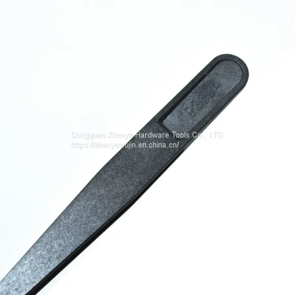 Plastic Tweezers Black Flat Head Elbow Pointed Flat Nose Round Head Plastic Anti-static Tweezers Carbon Fiber Tweezers 93304 photo-3