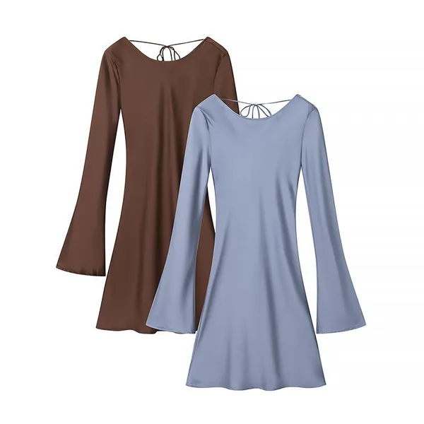 European-style and American-style Feminine and Spicy Girl's Tight-fitting Skirt in Earthy Tones With Back Ties and a One-piece Dress Style. photo-2