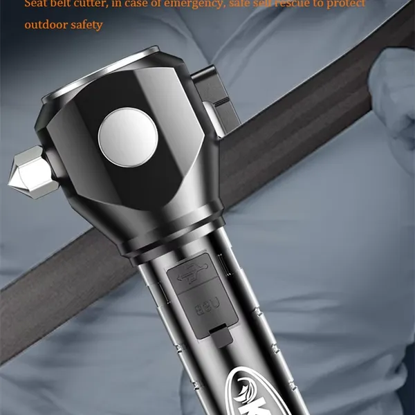 Multi Functional Car Emergency Hammer Flashlight Beep Alarm Belt Cutter Powerful Safety Hammer Torch Light photo-3