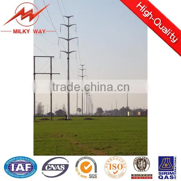 220kv Galvanized Electrical Power Transmission Line Steel Tower Poles