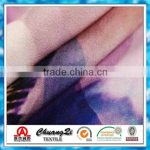 Fashion Dress Fabric Rayon Poplin Big Flower Print Fabric photo-5