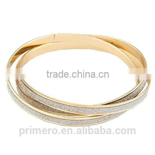 Fashion Discount Three Circle Matte Silver Gold Bracelets Wrapped Bangles photo-3