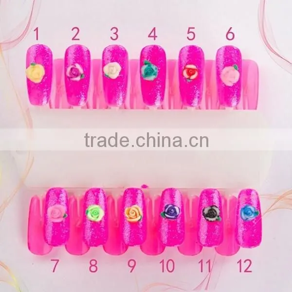 High Quality Easy Flower Nail Design ,Polymer Clay 3D Silicone Nail Art Rose Flower