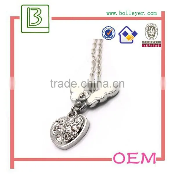 Unique Jewelry Design Wing And Heart Necklace With Diamonds photo-4