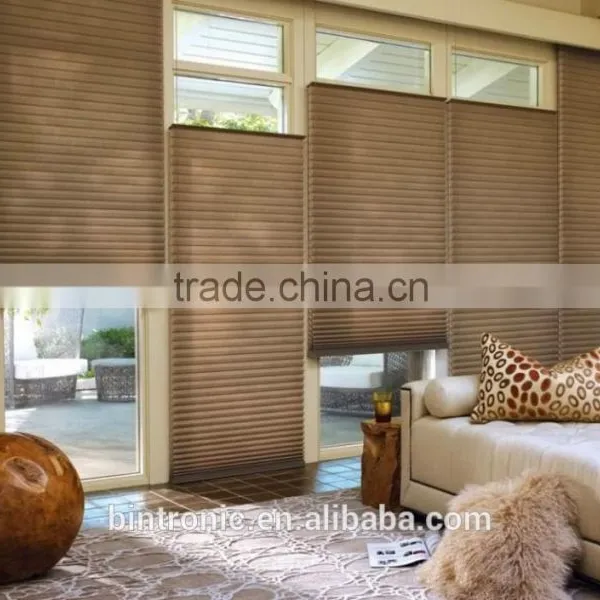 Bintronic Home Interior Design Top Down Bottom Up Honeycomb Motorized Sun Shades photo-2