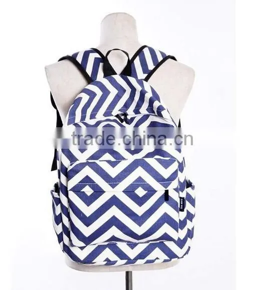 4 Colors Stripe Chevron School Backpack Bookbag For Unisex photo-2