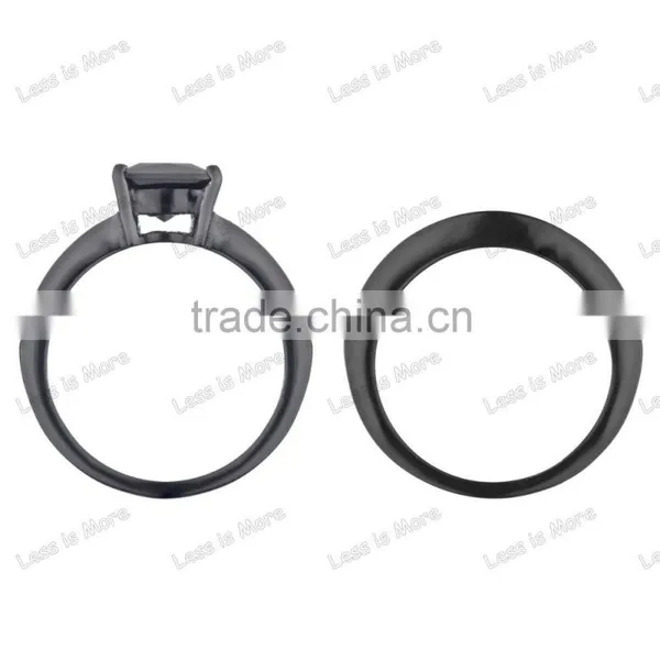 2016 Classics Black Wedding Ring Set Fashion 925 Silver Diamond Ring Quality Choice photo-4