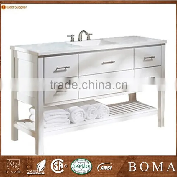 2016 Hot Sale Modern Style Solid Wood Marble Countertop White Cabinet