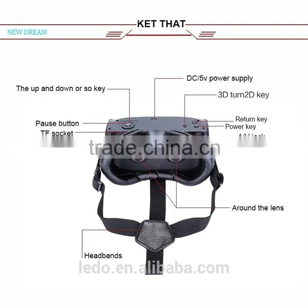 With Blurtooth Remote Control 3d Glasses Video Glasses vr Headset Virtual Reality 2016 photo-5