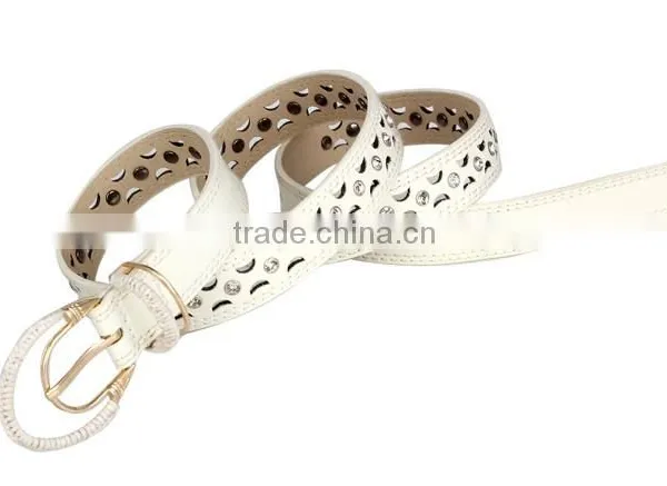 White Rhinestone Cheap Leather Female Belt SWF-15062931 photo-3