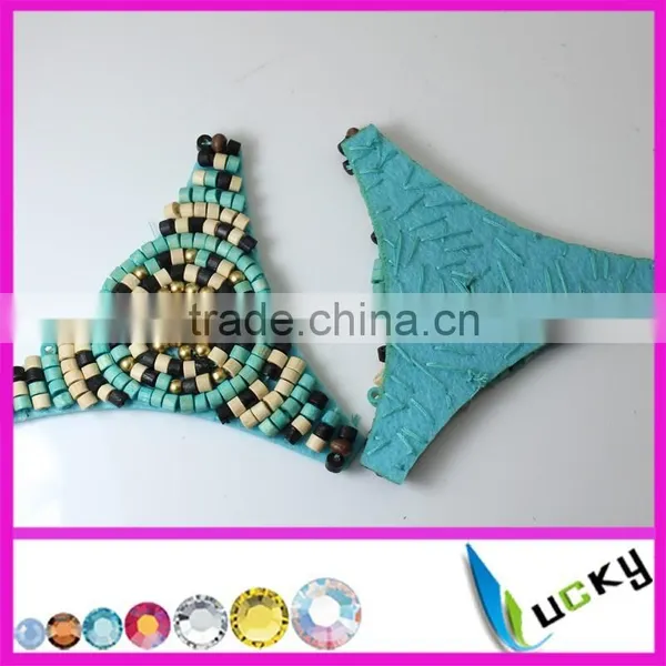 Wooden Beads Applique 100% Handmade Rhinestone Trim for Shoe Decoration photo-2