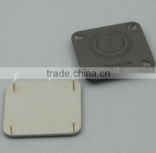 High Quality Custom Square Metal Plate Tags With Prongs For Hangbag photo-4