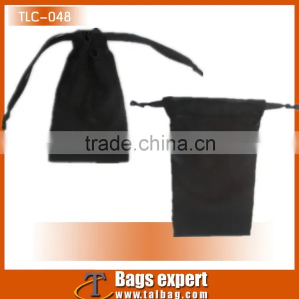 Promotional Black Satin Drawstring Gift Pouches With pp Cord