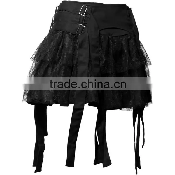 GOTHIC BLACK MINI SKIRT FOR WOMENS STEAMPUNK GOTH photo-3