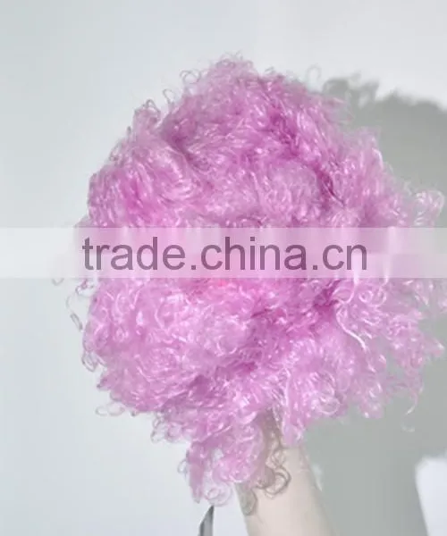 Crazy Explosion Pink Afro Curls Wigs Football Fans Wig N347 photo-3