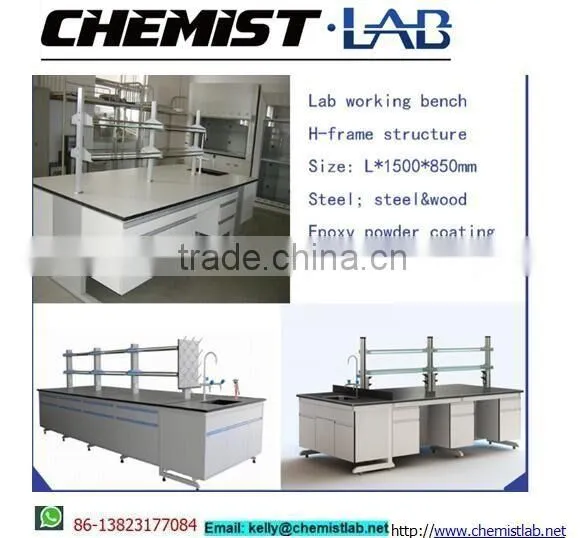 Heavy Duty Metal & Plywood Physics Lab Work Tables With Reagent Shelf & Under Shelf photo-3